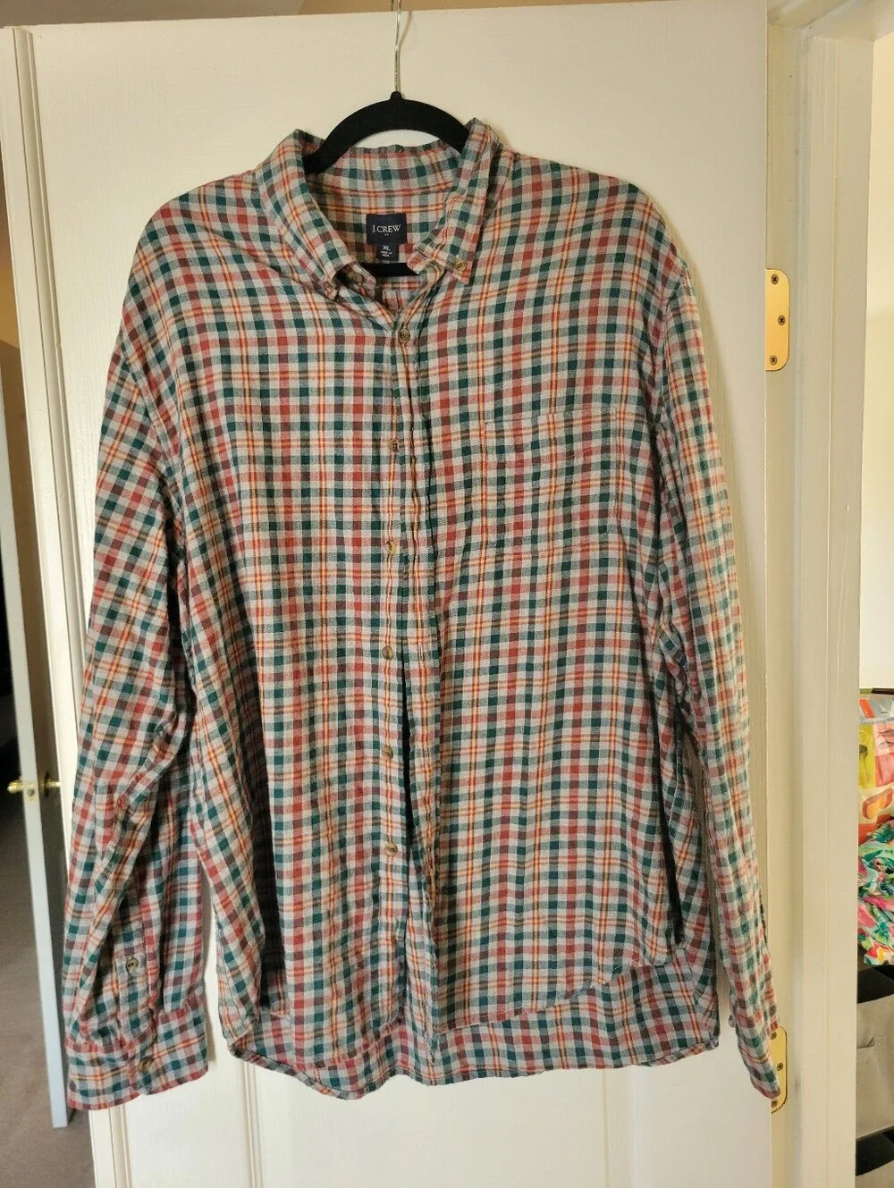 J Crew Shirt Mens XL Plaid Flannel Long Sleeve Button Up Cotton Gorpcore